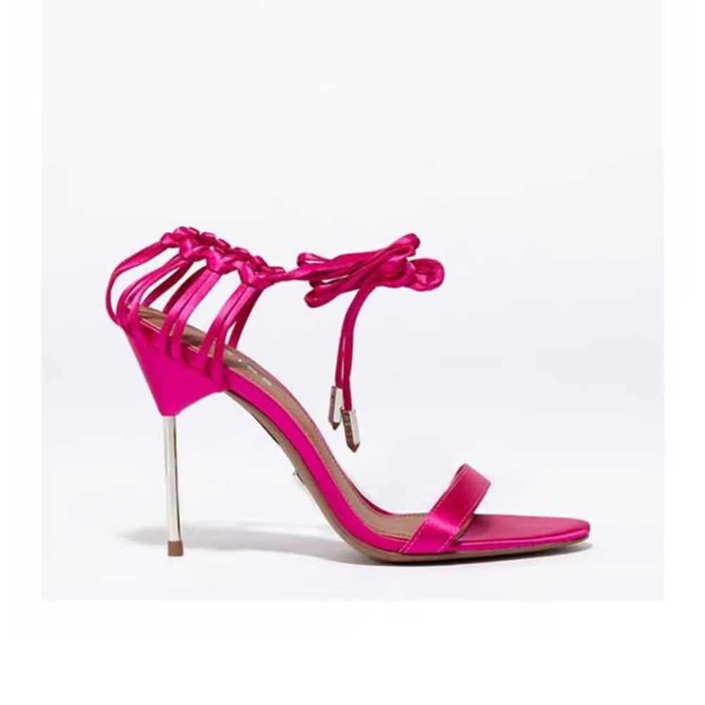 Reiss Neon Pink Zhane Satin Sandals